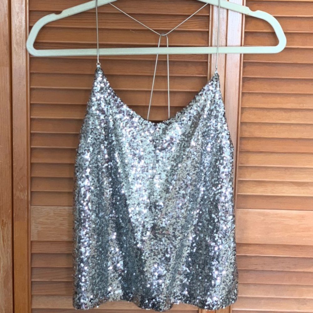 Charlotte Russe Silver Sequin Top